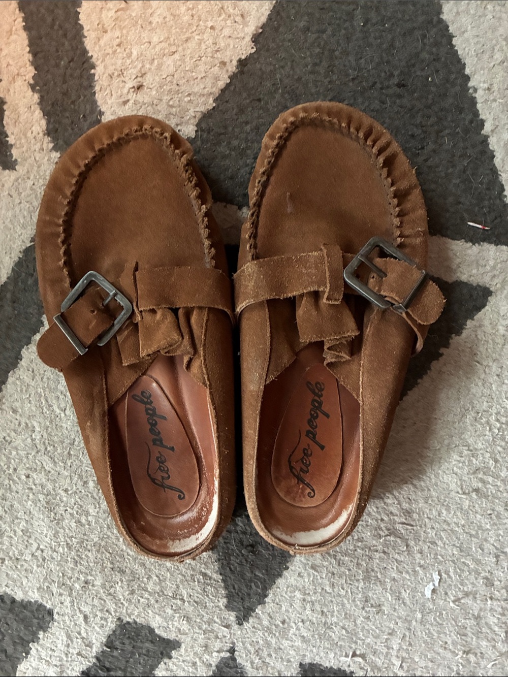 Free People Women’s Brown Suede Buckle Moccasin